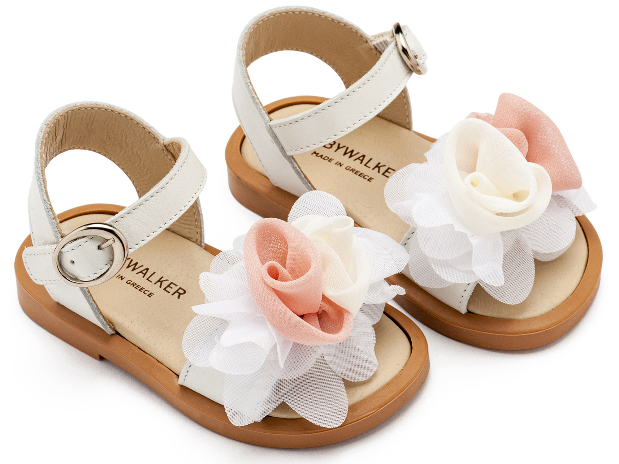 BABYWALKER - Πέδιλο με Χειροποίητο Διακοσμητικό με Chiffon Λουλούδια