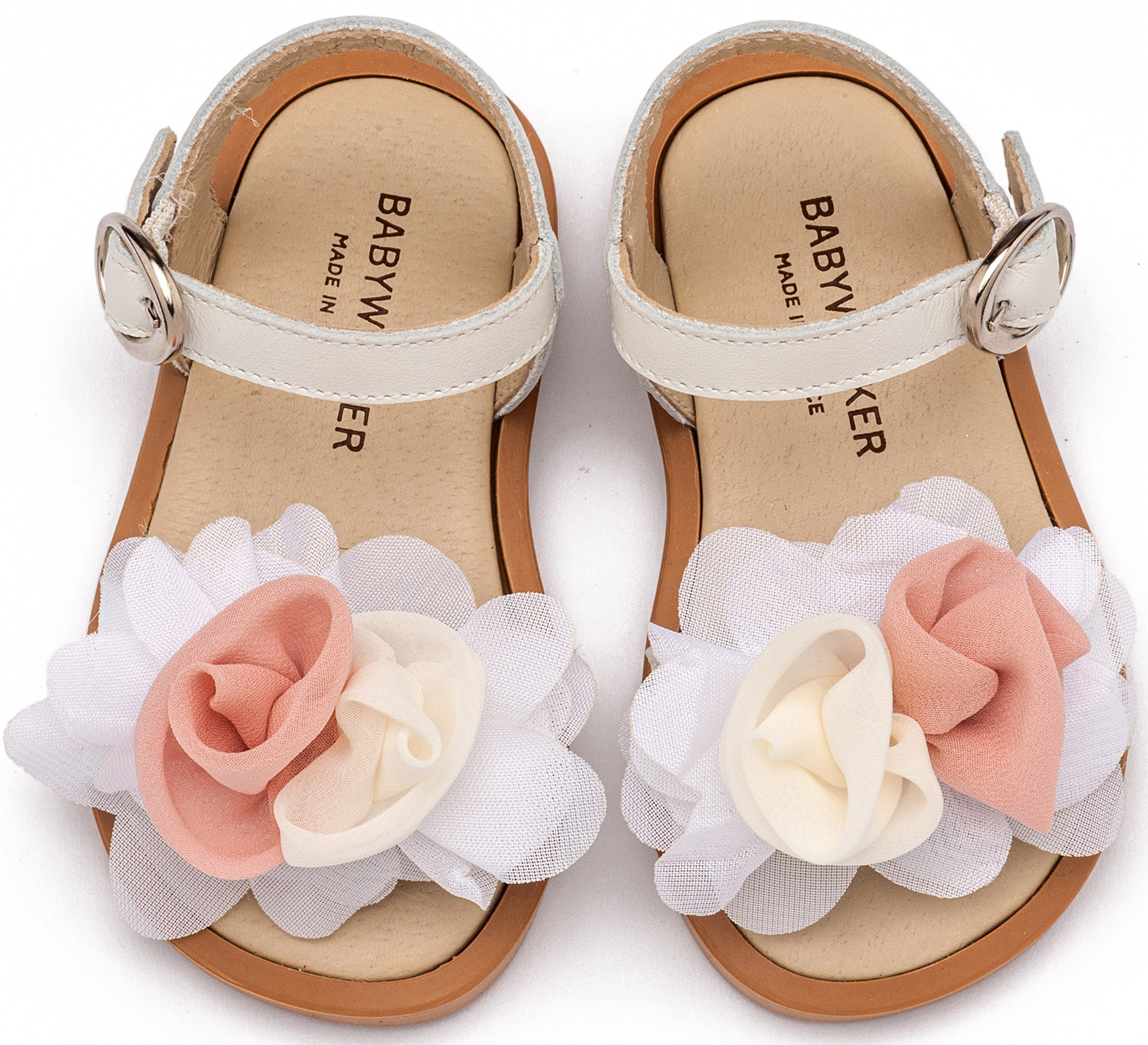 BABYWALKER - Πέδιλο με Χειροποίητο Διακοσμητικό με Chiffon Λουλούδια