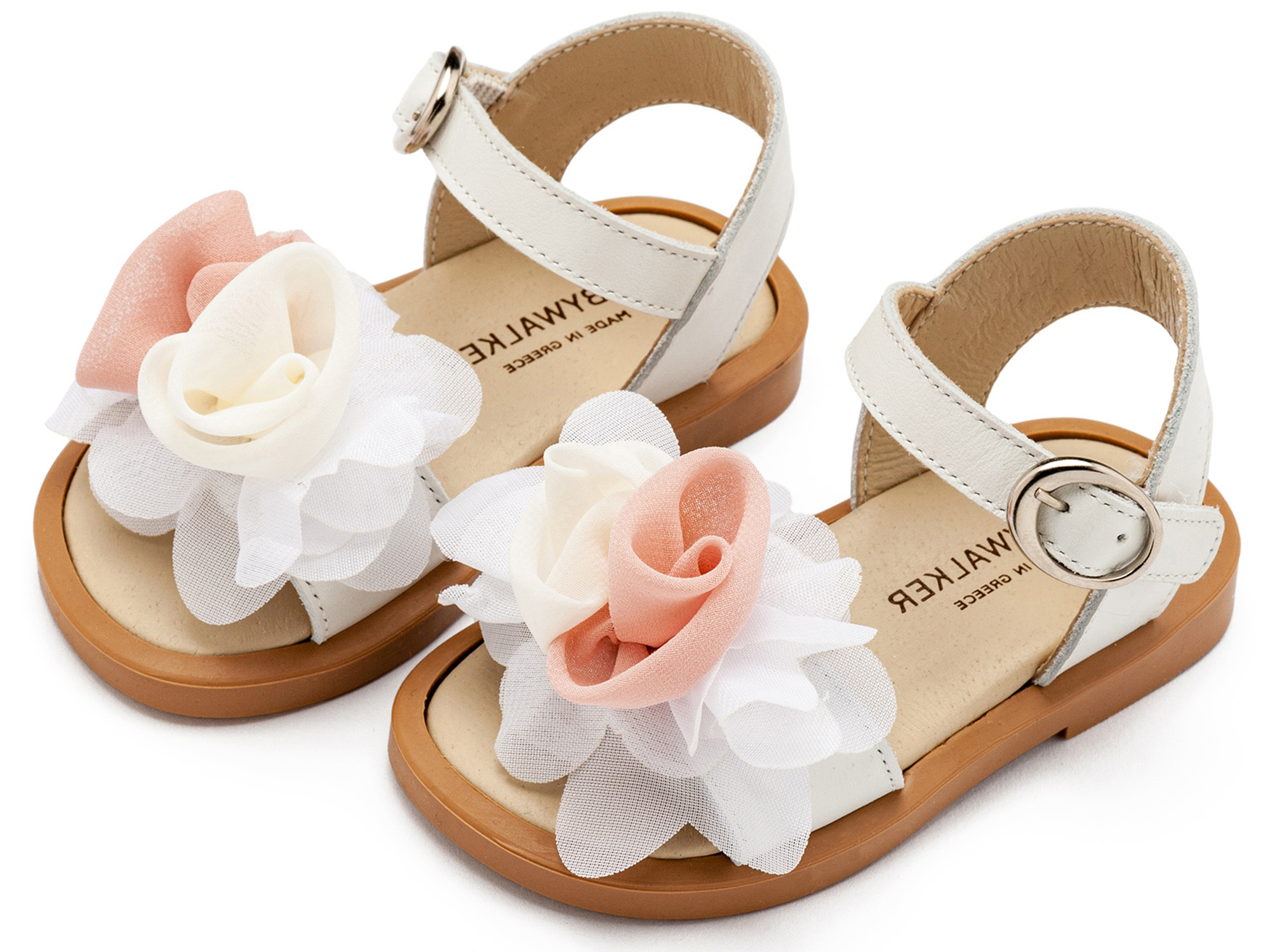 BABYWALKER - Πέδιλο με Χειροποίητο Διακοσμητικό με Chiffon Λουλούδια