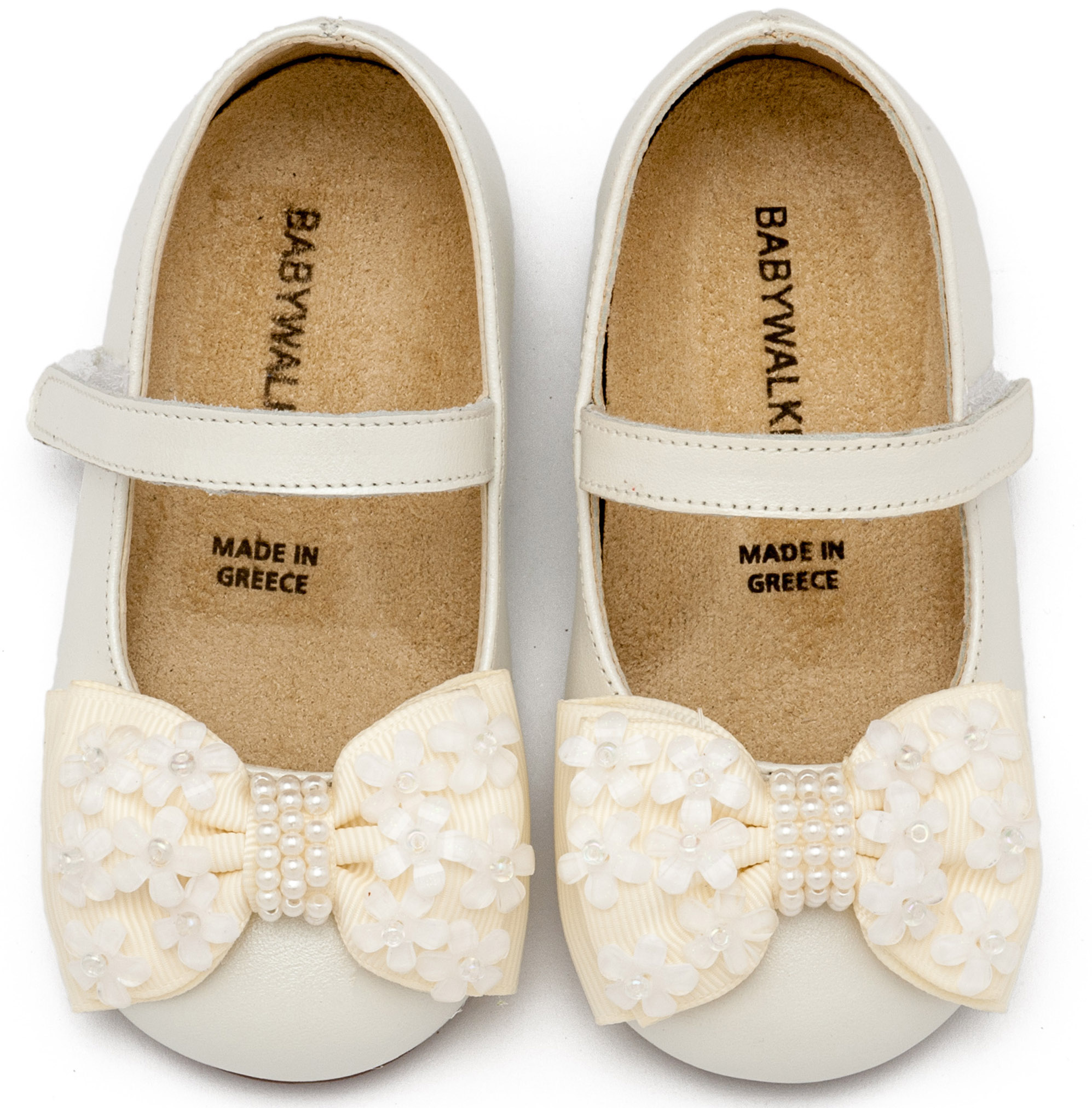 BABYWALKER - Γοβάκι Μονή Μπαρέτα Χρατς με Gros Grain Φιογκάκι και Λουλουδάκια