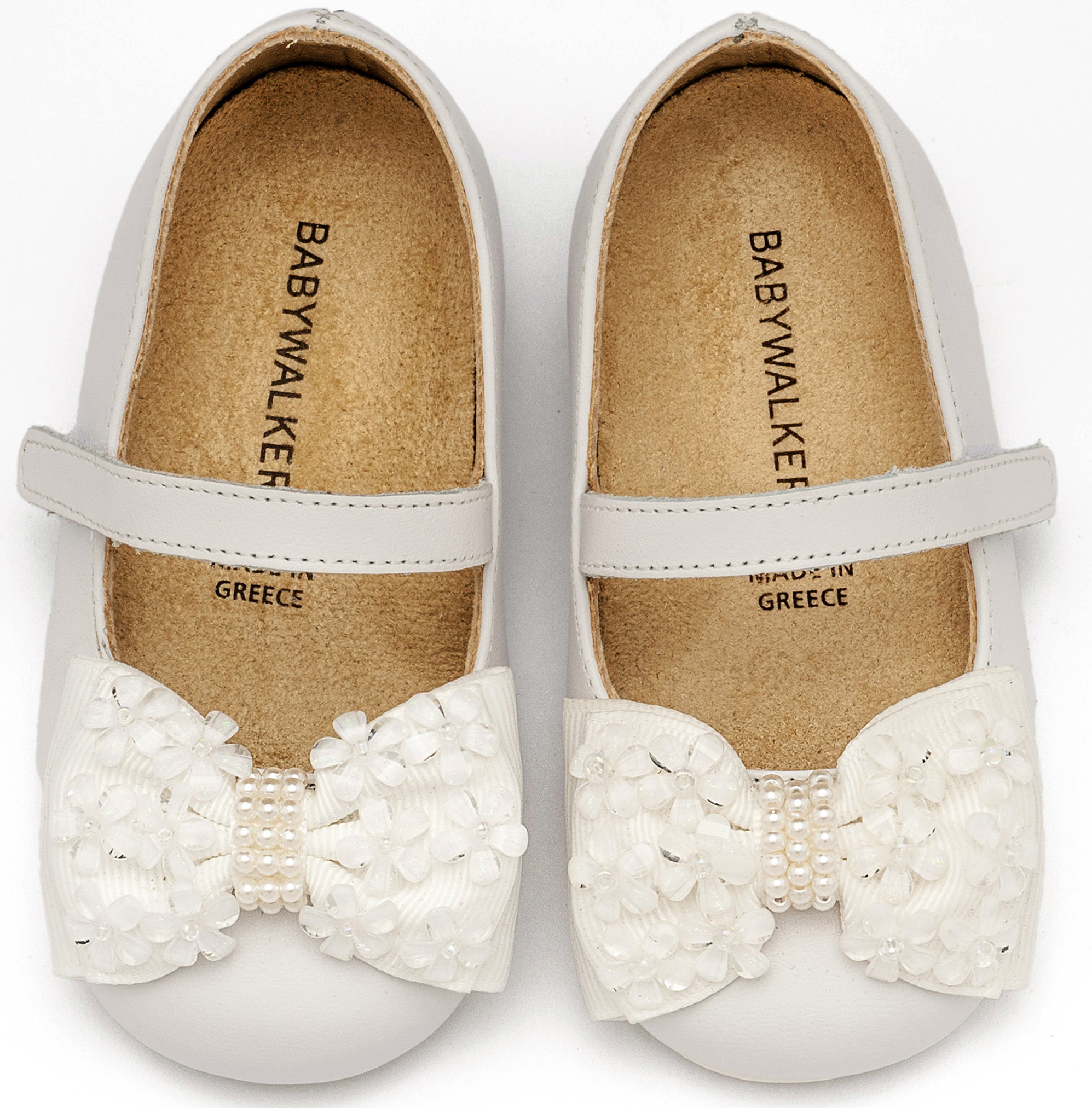 BABYWALKER - Γοβάκι Μονή Μπαρέτα Χρατς με Gros Grain Φιογκάκι και Λουλουδάκια