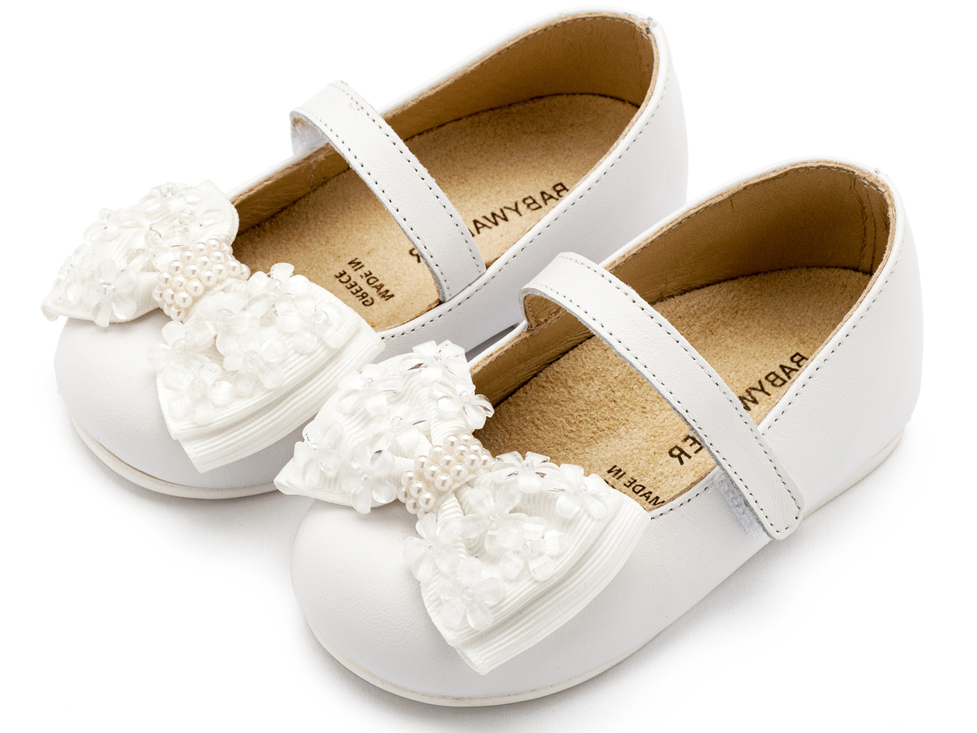 BABYWALKER - Γοβάκι Μονή Μπαρέτα Χρατς με Gros Grain Φιογκάκι και Λουλουδάκια