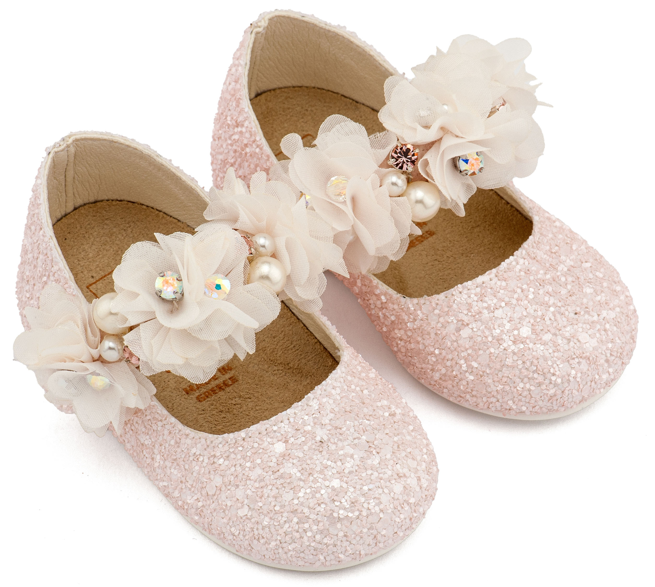 Γοβάκι Μονή Μπαρέτα Στρας με Λουλούδια Πέρλες και Κρύσταλα Swarovski 