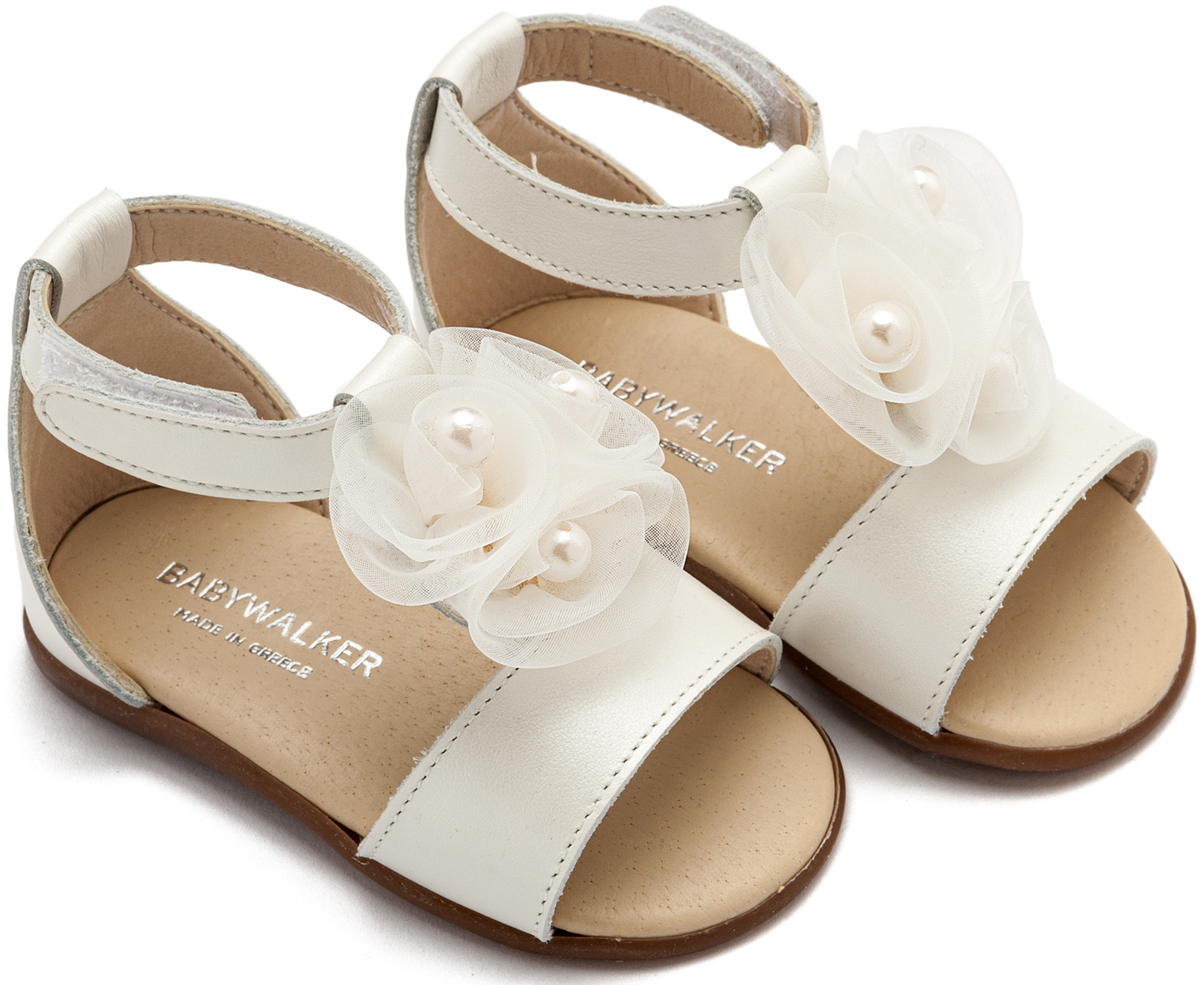 BABYWALKER - Πέδιλο Διακοσμημένο με Λουλούδια και Πέρλες