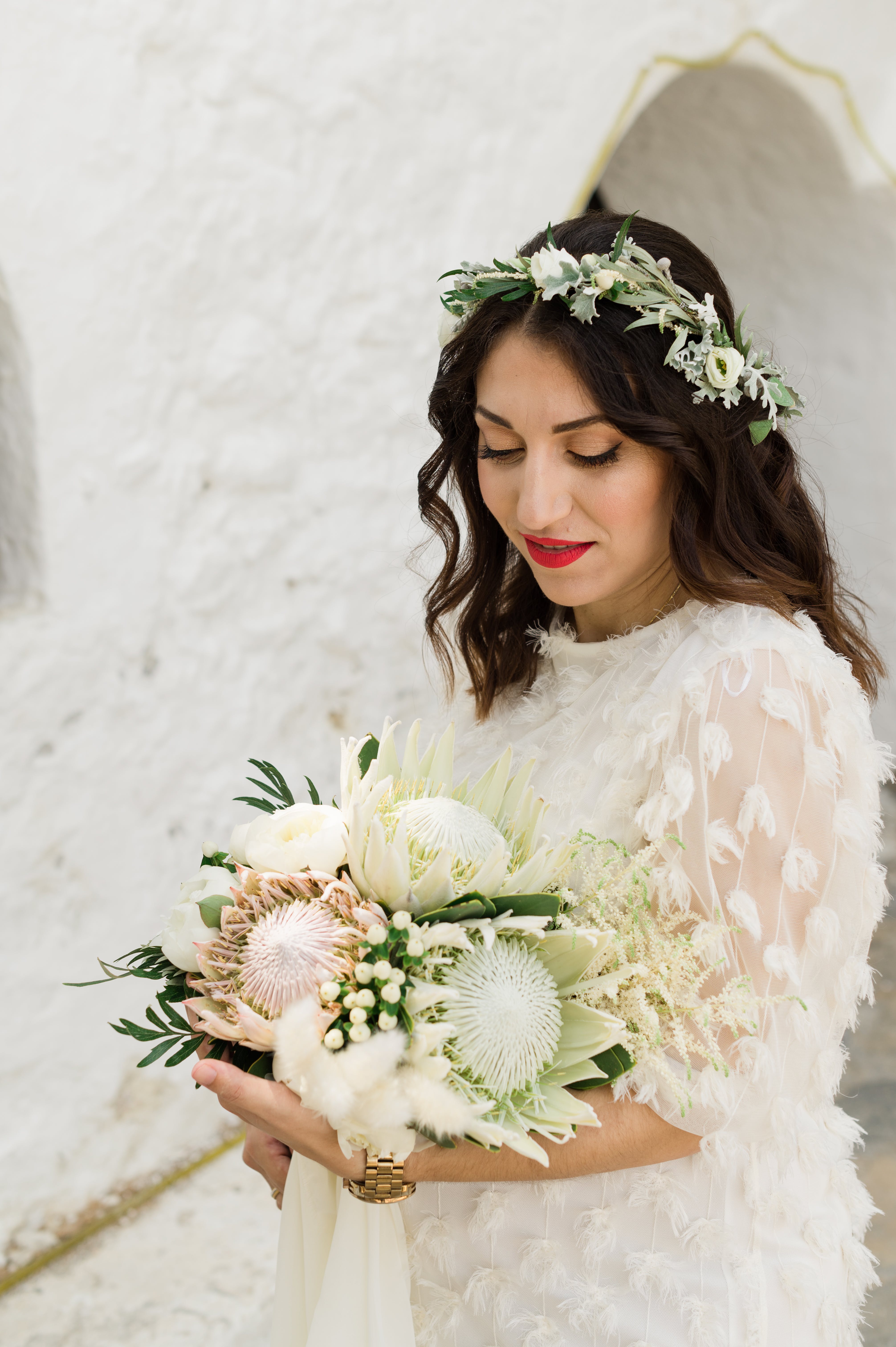 Πρωτέας Rustic Style Bridal Bouquet Νυφικό Μπουκέτο
