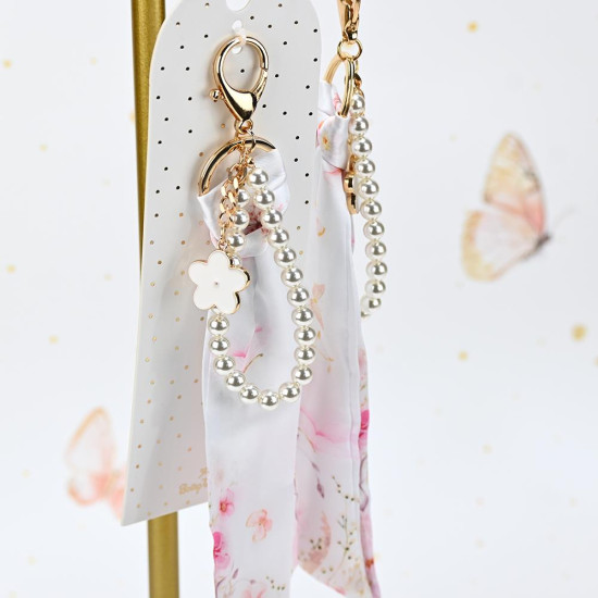 SOAP TALES - Charm με μαντιλάκι και πέρλες pink blossom