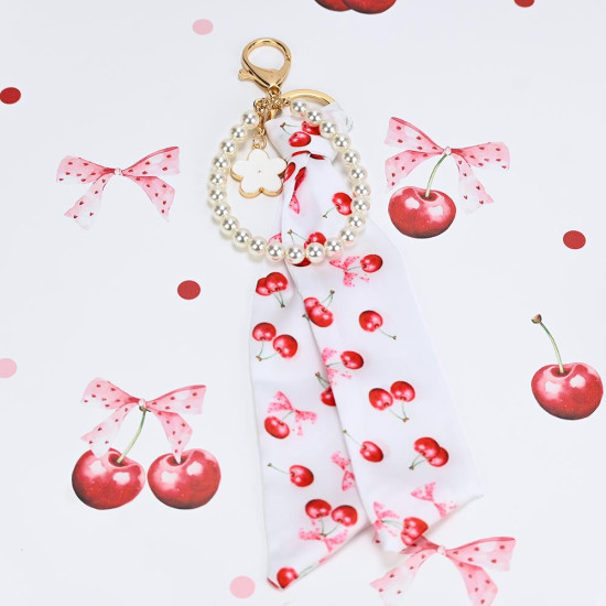 SOAP TALES - Charm με μαντιλάκι και πέρλες cherry