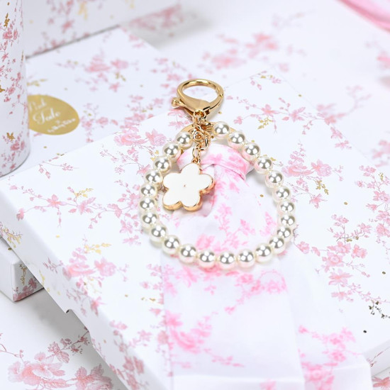 SOAP TALES - Charm με μαντιλάκι και πέρλες pink toile