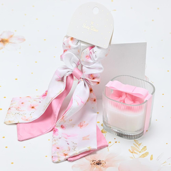 SOAP TALES - Scrunchie με μαντίλι pink blossom