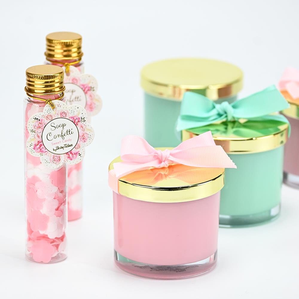 SOAP TALES - Κερί ροζ με χρυσό καπάκι