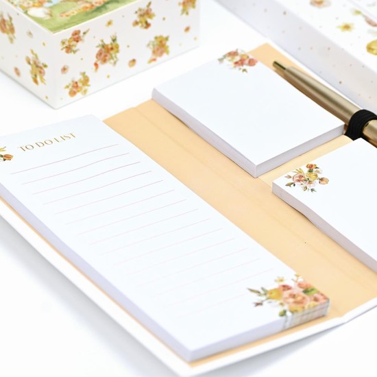 SOAP TALES - Σημειωματάριο με post it και στυλό peach flowers