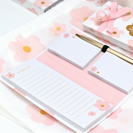 SOAP TALES - Σημειωματάριο με post it και στυλό pink bloom