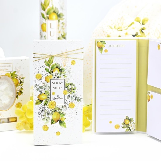 SOAP TALES - Σημειωματάριο με post it και στυλό λεμόνια με λουλούδια