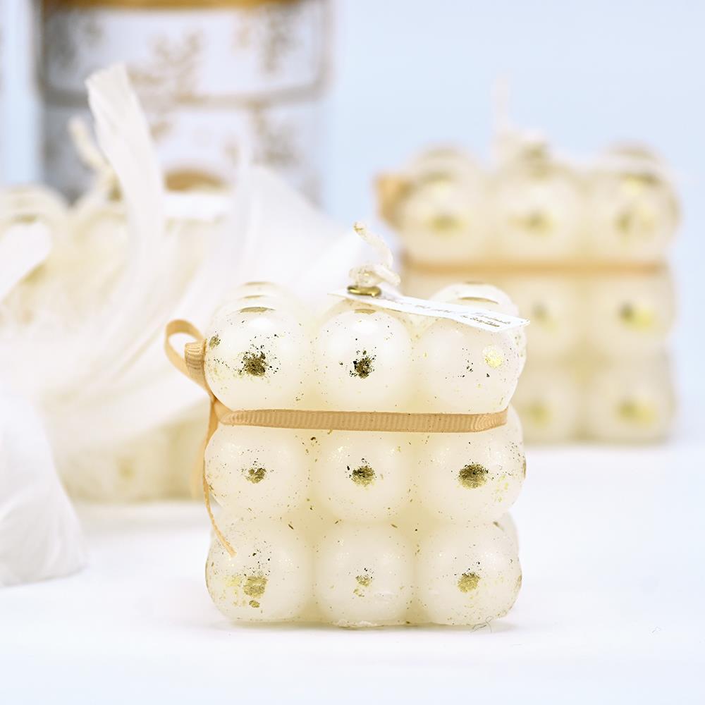 SOAP TALES - Κερί bubble λευκό με φύλλα χρυσού