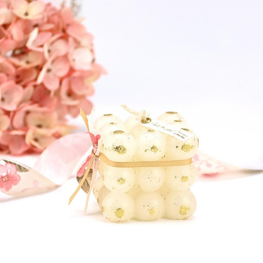 SOAP TALES - Κερί bubble λευκό με φύλλα χρυσού