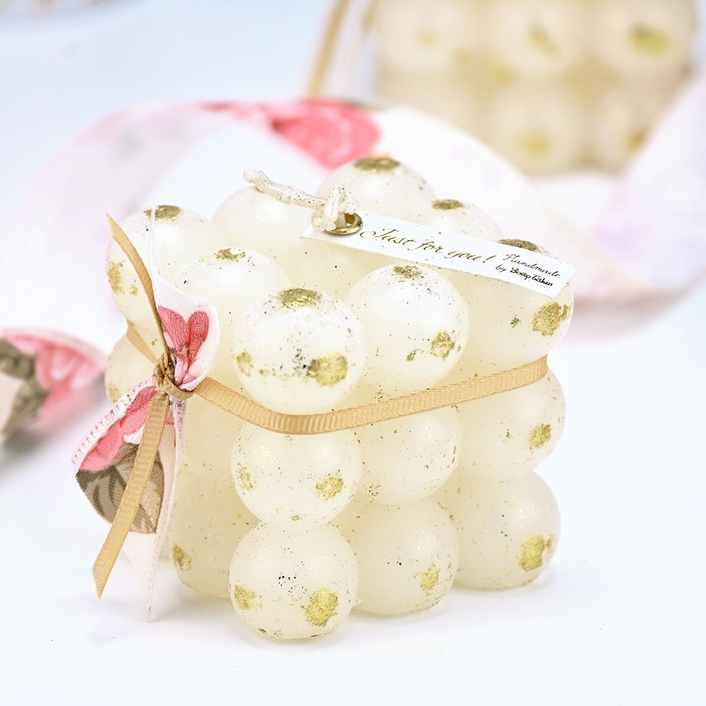 SOAP TALES - Κερί bubble λευκό με φύλλα χρυσού