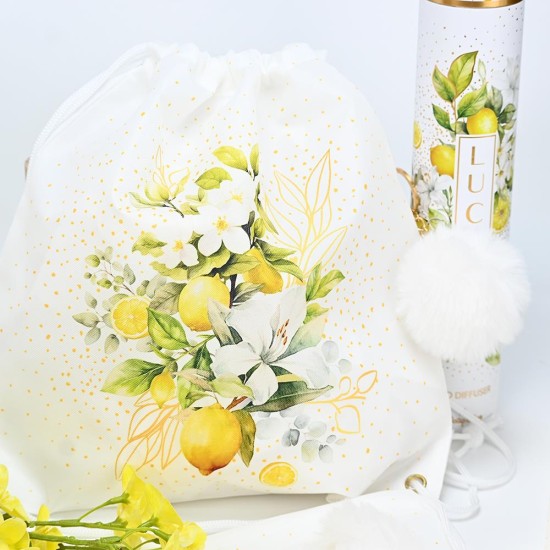 SOAP TALES - Σακίδιο πλάτης λεμόνια με λουλούδια μαζί με μπρελόκ