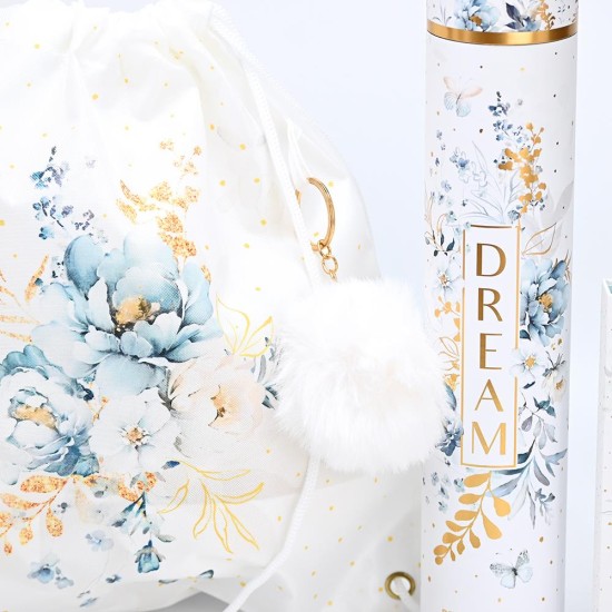 SOAP TALES - Σακίδιο πλάτης μπλε λουλούδια μαζί με μπρελόκ