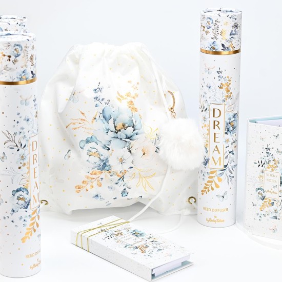 SOAP TALES - Σακίδιο πλάτης μπλε λουλούδια μαζί με μπρελόκ