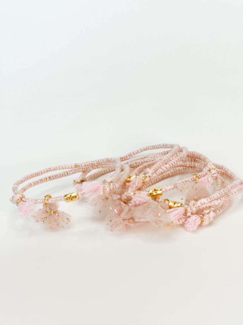 CELFIE CO - Μαρτυρικό βραχιόλι με ροζ χρυσό κορδόνι, σταυρό και μικρό φουντάκι