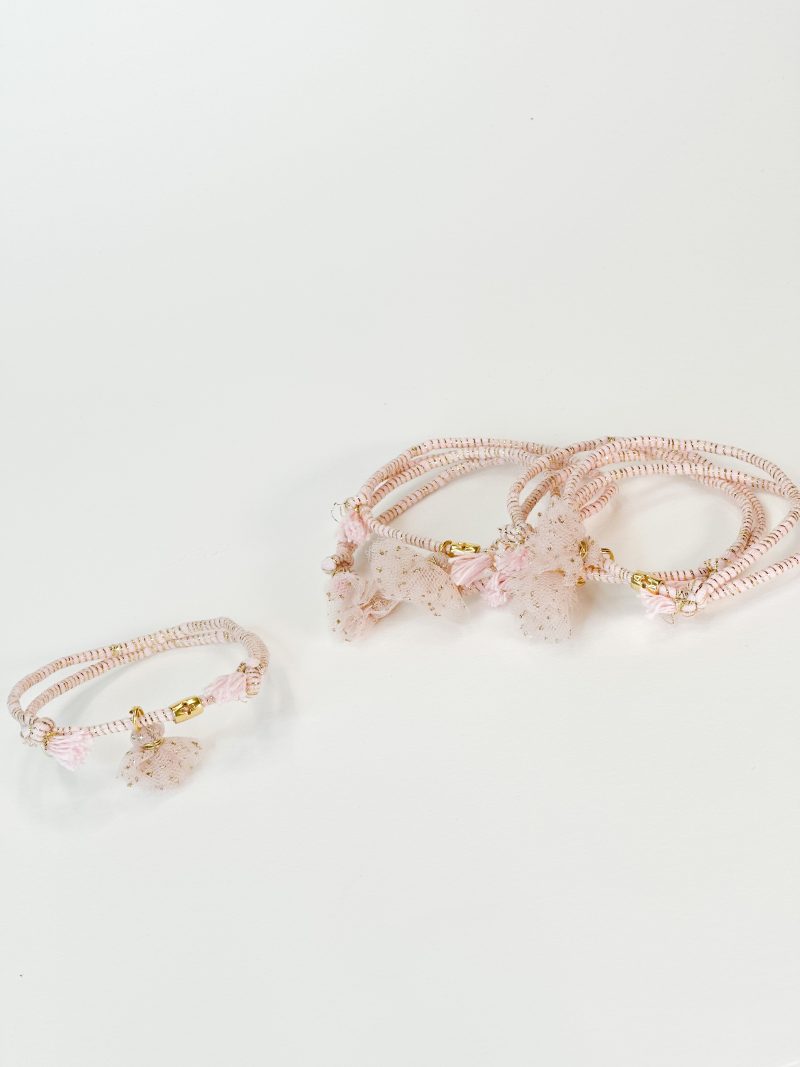 CELFIE CO - Μαρτυρικό βραχιόλι με ροζ χρυσό κορδόνι, σταυρό και μικρό φουντάκι