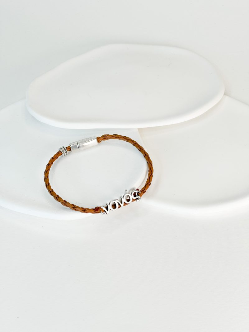 CELFIE CO - Βραχιολάκι με καφέ κορδόνι πλεξούδα για τον μπαμπά και τον νονό.