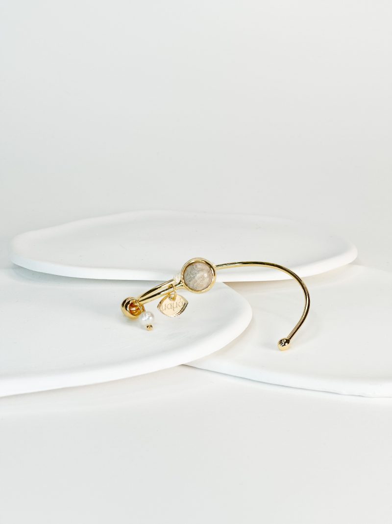 Χειροπέδα για την μαμά και την νονά με πέτρα και μαργαριτάρι