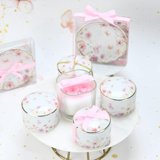 SOAP TALES - Μπιζουτιέρα από πορσελάνη pink blossom