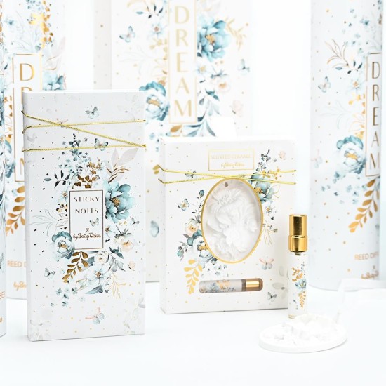 SOAP TALES - Σημειωματάριο με post it και στυλό blue flowers