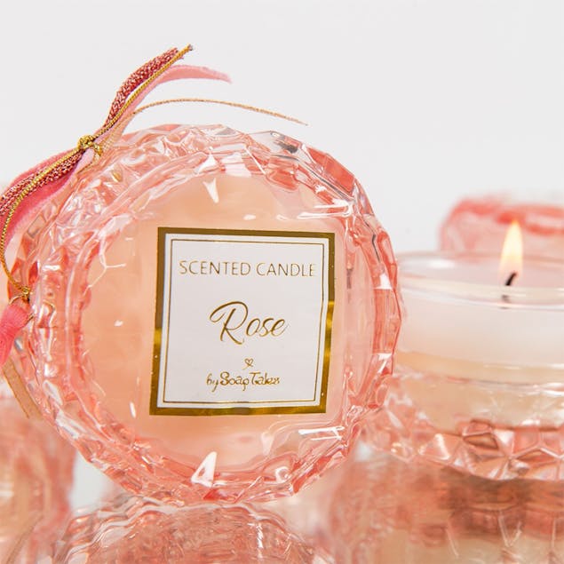 SOAP TALES - Αρωματικό Κερί Στρογγυλό Ρόζ Απαλό Γυάλινο rose