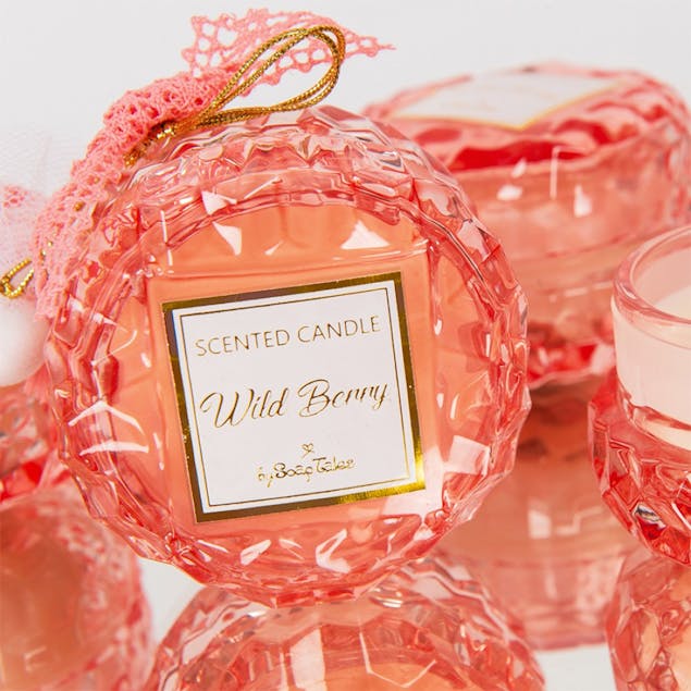 SOAP TALES - Αρωματικό κερί στρογγυλό ροζ γυάλινο wild berry