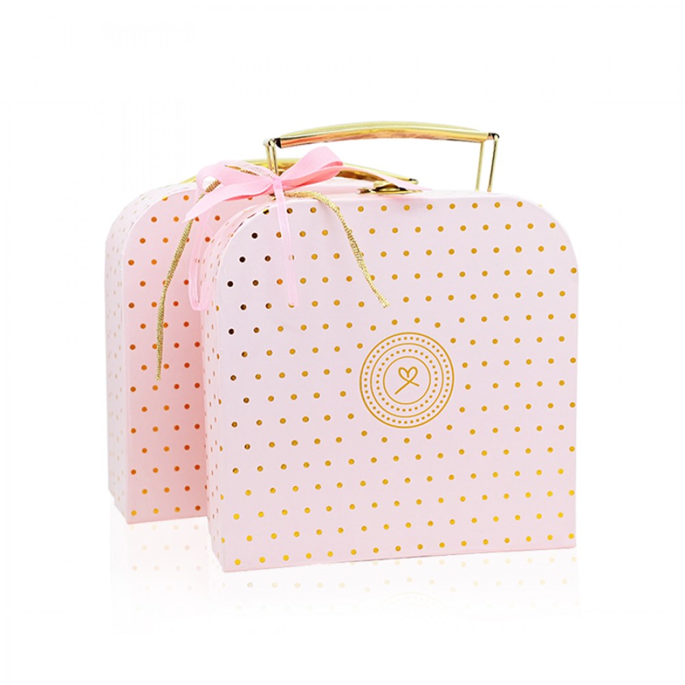 Βαλιτσάκι Ρόζ Χρυσό Πουά 