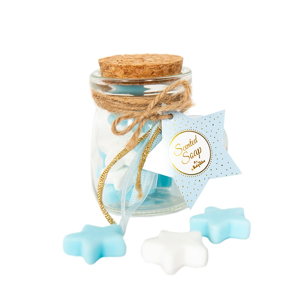 Βαζάκι Με Αστεράκια Σαπουνάκια Άσπρα & Σιελ