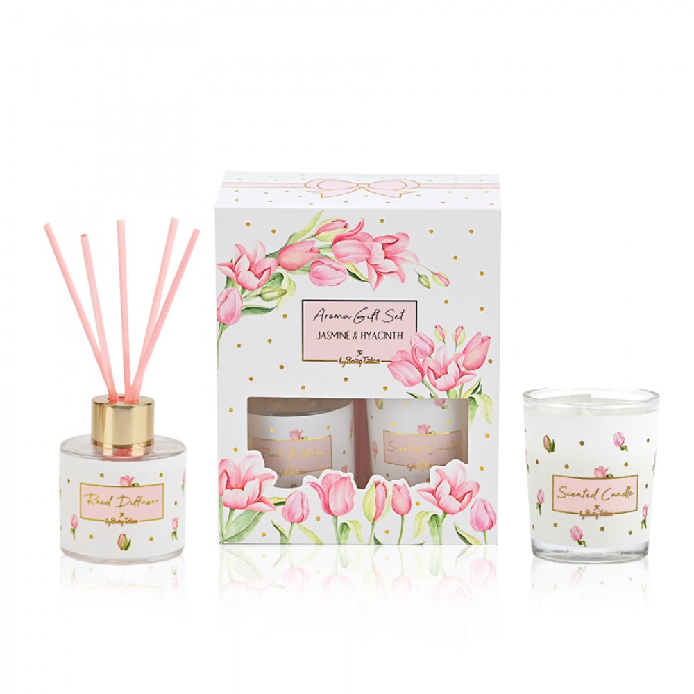 Σετ Δώρου Κερί Και Αρωματικό Χώρου Jasmine And Hyacinth
