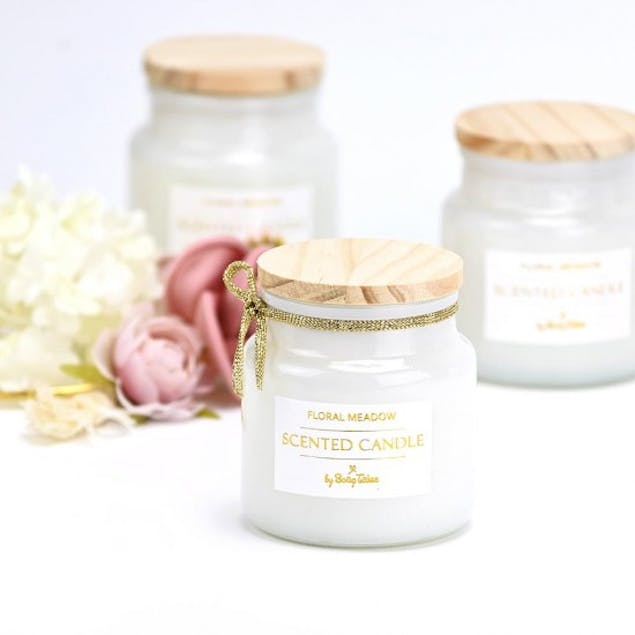 SOAP TALES - Κερί λευκό floral meadow με ξύλινο καπάκι