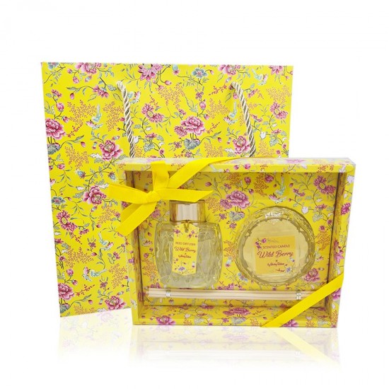 Σετ δώρου κερί και αρωματικό χώρου με άρωμα wild berry