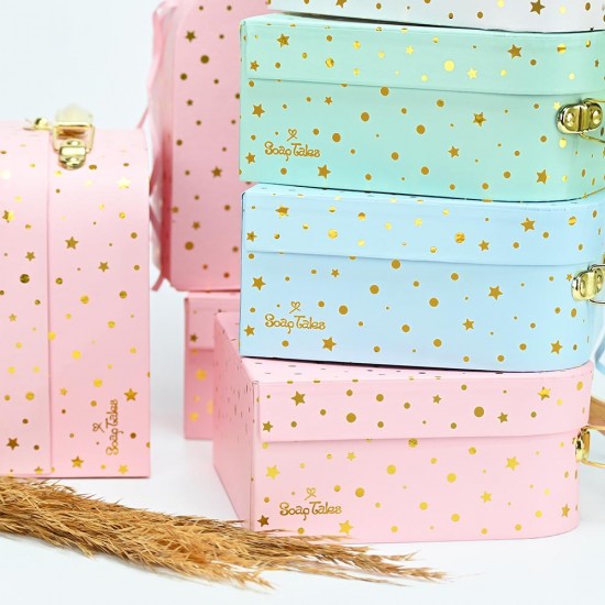 SOAP TALES - Βαλιτσάκι ροζ χρυσό με αστεράκια και πουά