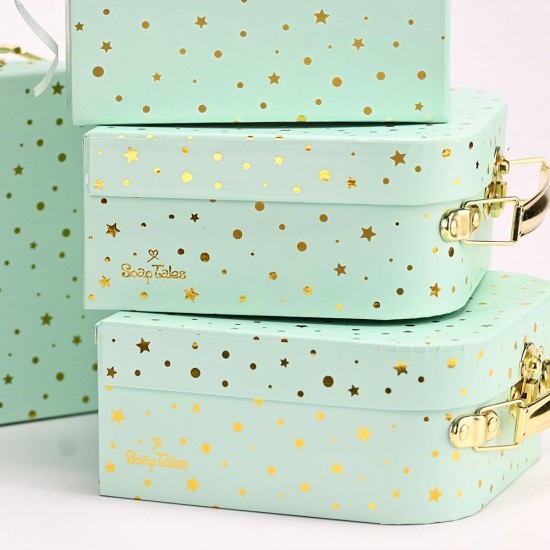 SOAP TALES - Βαλιτσάκι βεραμάν χρυσό με αστεράκια και πουά