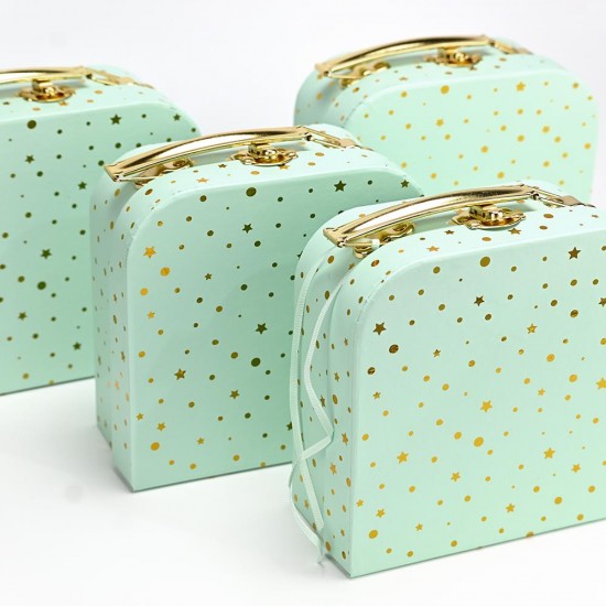 Βαλιτσάκι βεραμάν χρυσό με αστεράκια και πουά