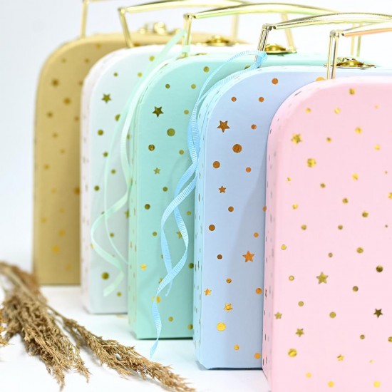 SOAP TALES - Βαλιτσάκι βεραμάν χρυσό με αστεράκια και πουά