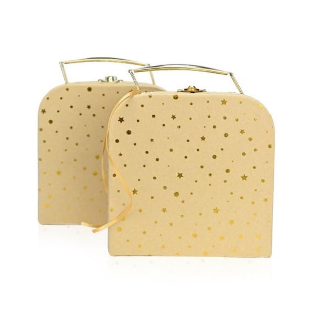 SOAP TALES - Βαλιτσάκι κραφτ χρυσό με αστεράκια και πουά