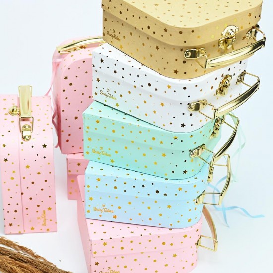 SOAP TALES - Βαλιτσάκι κραφτ χρυσό με αστεράκια και πουά