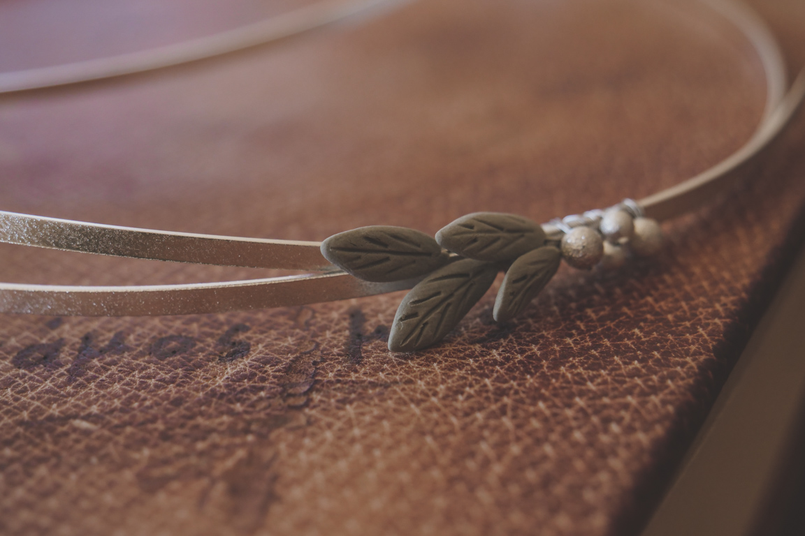 VELISSARIA - Στέφανα γάμου επάργυρα με φύλλα πορσελάνης