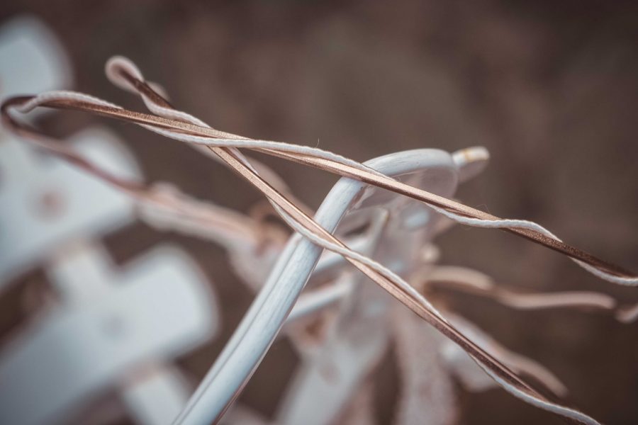 VELISSARIA - Ροζ χρυσό στέφανα πλεγμένα με μεταξωτό σχοινί