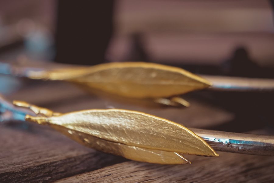 VELISSARIA - Στέφανα γάμου ελιάς επαργυρωμένα με διακόσμηση από επίχρυσα φύλλα