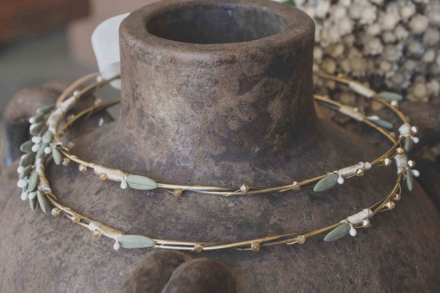 VELISSARIA - 02. Στέφανα με παλαιωμένο μπρούτζο και φύλλα πορσελάνης