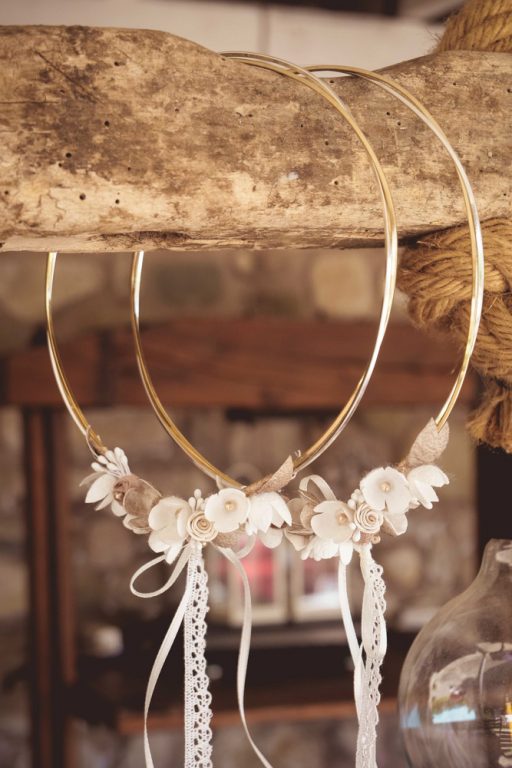 VELISSARIA - Στέφανα γάμου με επίχρυση-επάργυρη βέργα και μεταξωτά λουλούδια