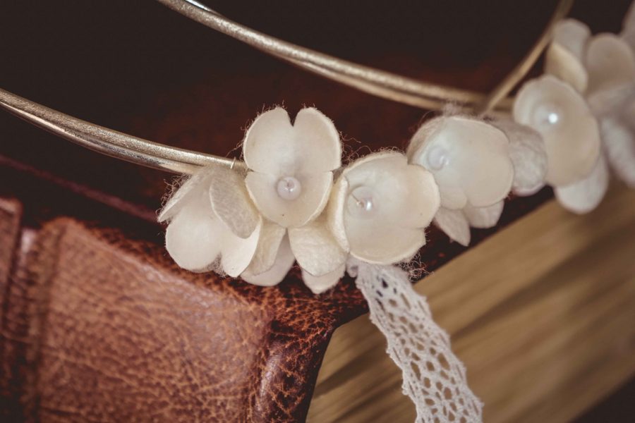 VELISSARIA - Στέφανα με διπλή επάργυρη βέργα και μεταξωτά λουλούδια