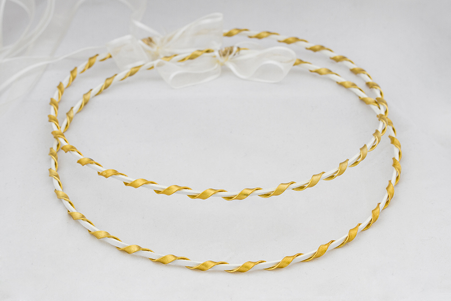 Χειροποίητα Επάργυρα Στέφανα Γάμου Επιχρυσωμένα Ε-570