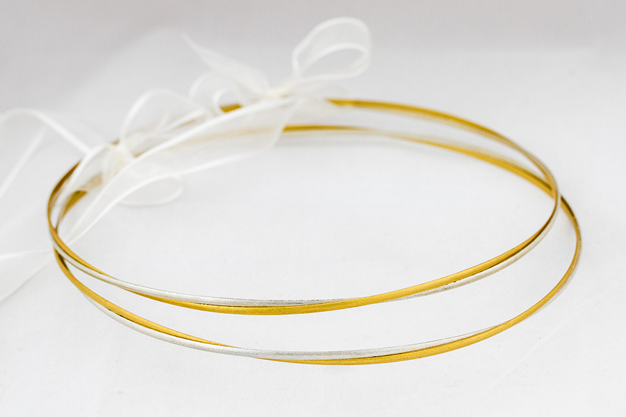  - Χειροποίητα Επάργυρα Στέφανα Γάμου Επιχρυσωμένα Ε-571